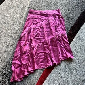 Nakd Pink Rose Shiny Asymmetrical Skirt